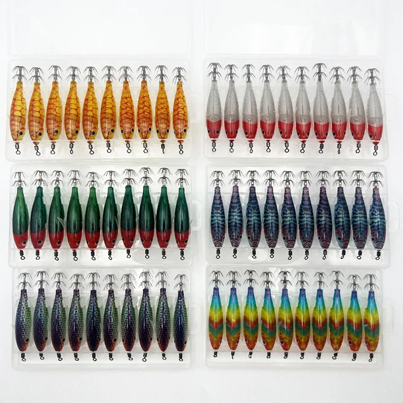 ShareShark 10 Stück/Box 8cm/5,7g Garnelen-Angelköder Leuchtender Tintenfisch-Jig-Haken Meeresfischerei-Zubehör Künstlicher Köder Oktopus-Köder – Detail 2