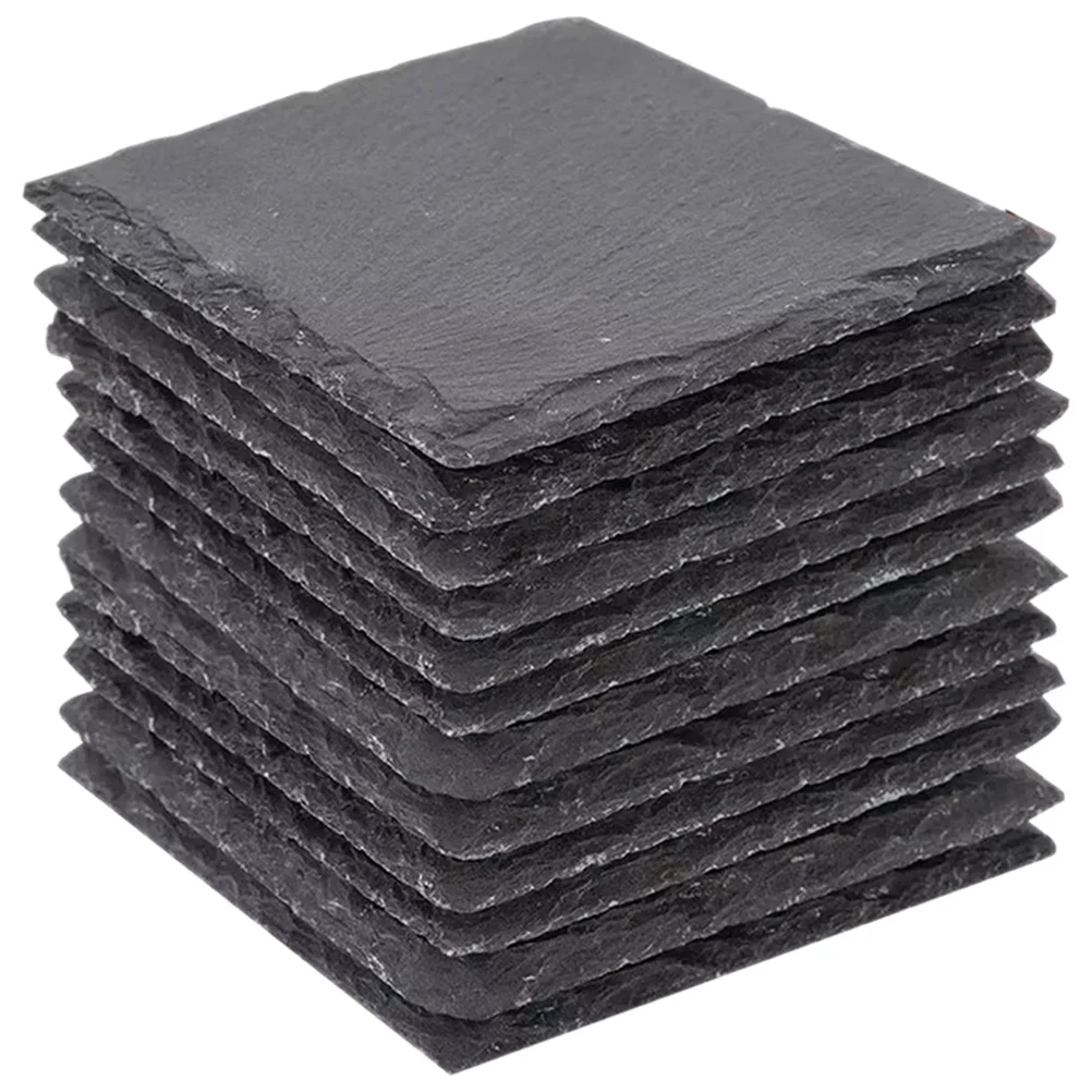 

12Pcs Square Coasters Natural Stone Cup Coaster Set Wear-Resistant Non-Slip Table Mat for Kitchen Bar Coffee Cup Pad