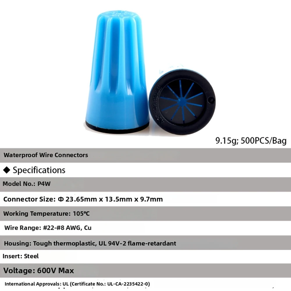 50PCS IP65 Waterproof Wire Terminals UL94V-2 Compliant Housing Supports 300V Continuous and 600V Peak Voltage Ratings