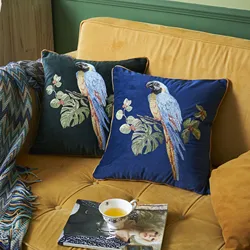 Plush American Parrot Leopard Embroidered Pillowcase, Bedside Cushion Cover, Office, Car, New