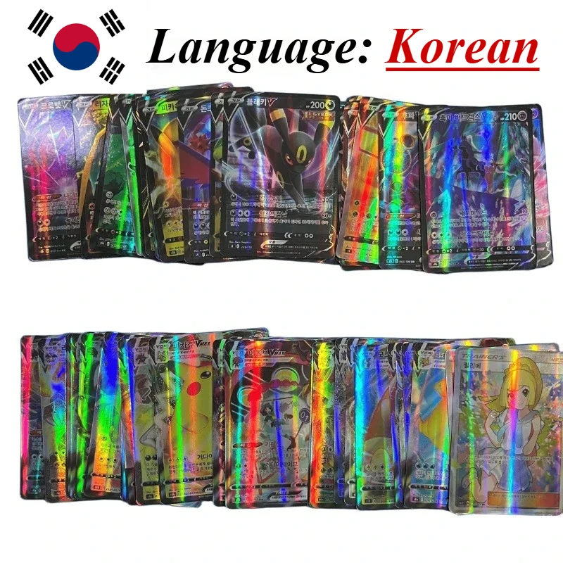 (الكورية/الإسبانية/الألمانية/الفرنسية/الإنجليزية) بوكيمون TCG GX Vmax VSTAR EX Shining Tag Team Battle Trading Collection Battle Cards