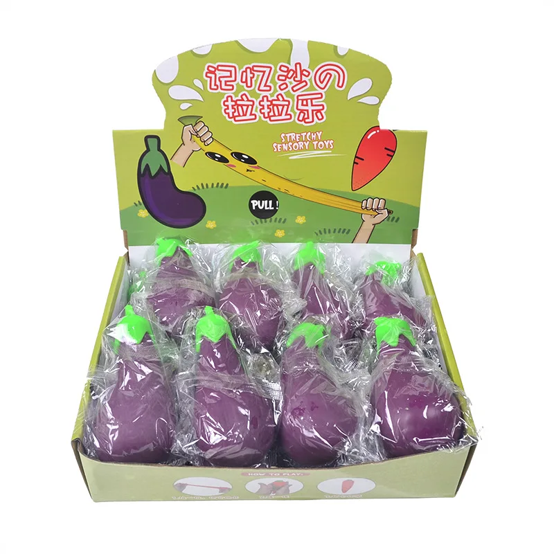 1Pcs Simulated Eggplant Squeeze Toys Memory Sand Decompression Vent Toys Stress Relief Sensoty Toys for Kids Adult