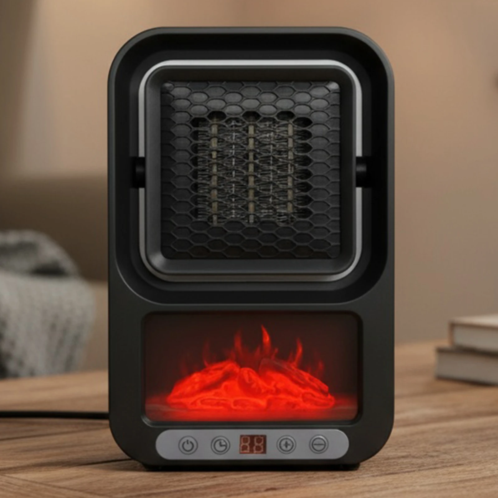 

Электрический тепловентилятор с дистанционным управлением, отопительная плита, реалистичное 3D пламя, бытовая мини-грелка для зимнего стола в комнате