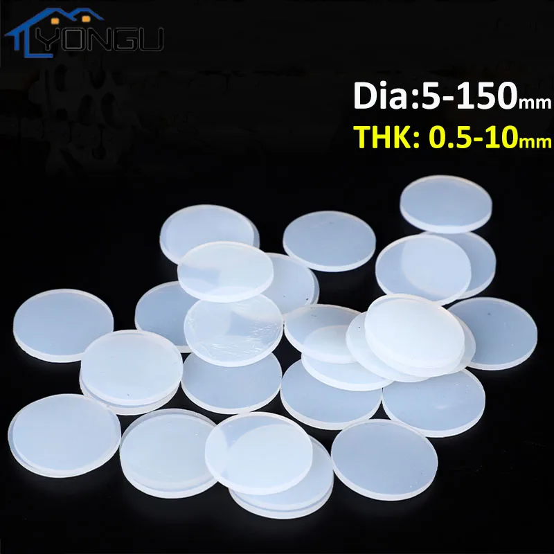 

1-5Pcs White Round Silicone Rubber Sheet Seal Gaskets Pad Dia 5-150mm Thick 0.5-8mm