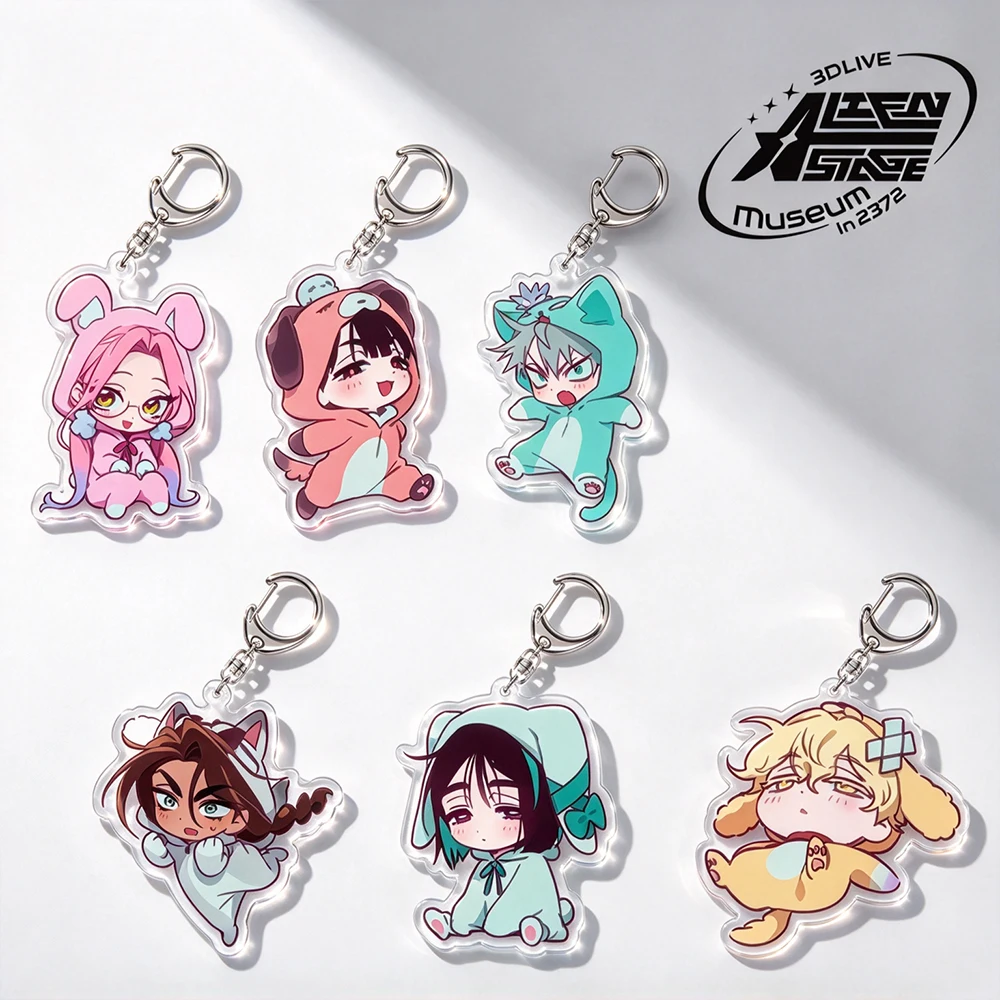 Anime Alien Stage Chibi Animal Pajamas Acrylic KeyChain Mizi Sua Till Hyuna Ivan Luka Cute Bag Pendant Keyring Cosplay Accessory