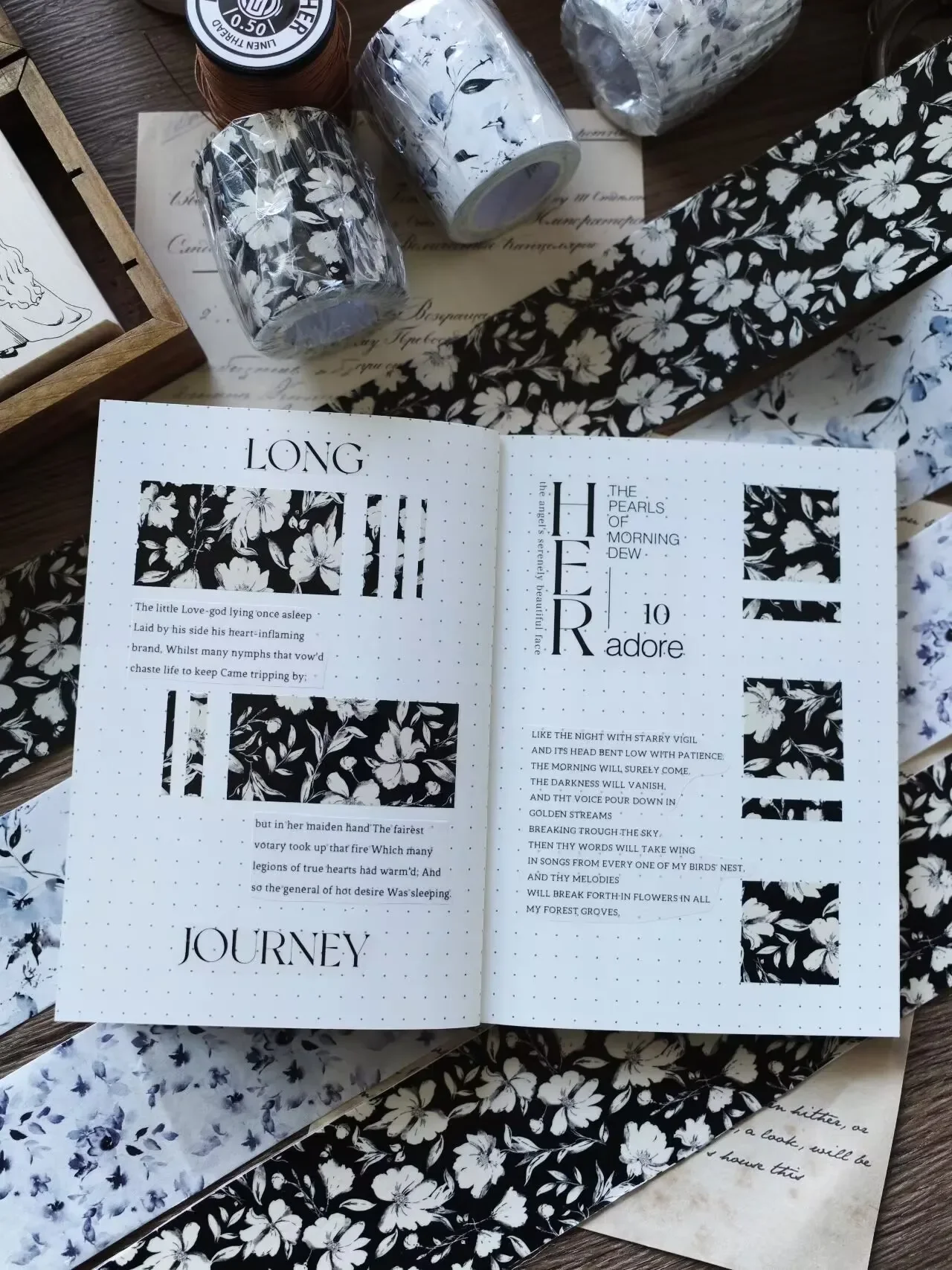 Masking Washi Tape New Ink Flower Series Base Flower Masking Washi Tape Light Retro Sticker