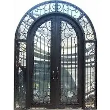 China Wrought Iron Front Entry Door Exterior Security Steel Glass Door