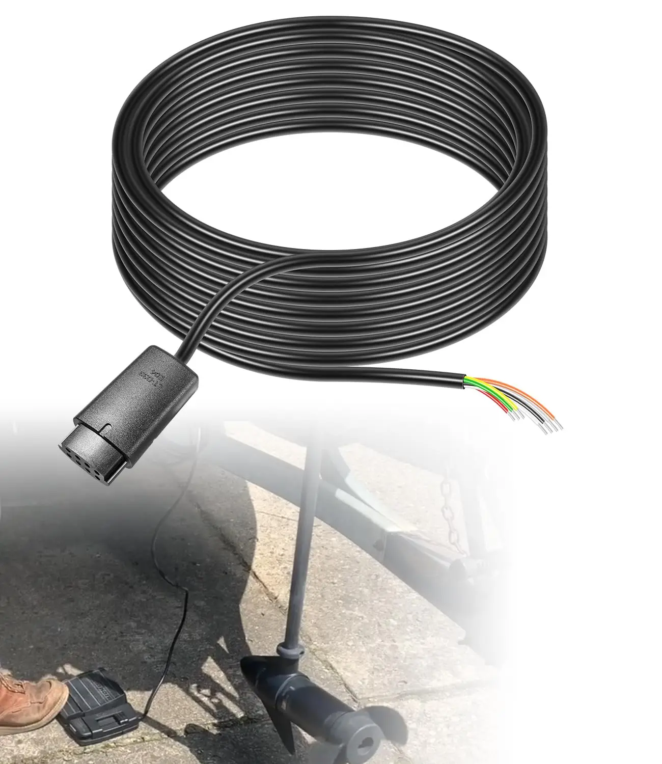 TML Power Control Cable for Minn Kota PowerDrive V1 Foot Pedal Flat Plug Trolling Motor Extension Cord for 2006 & Older Models