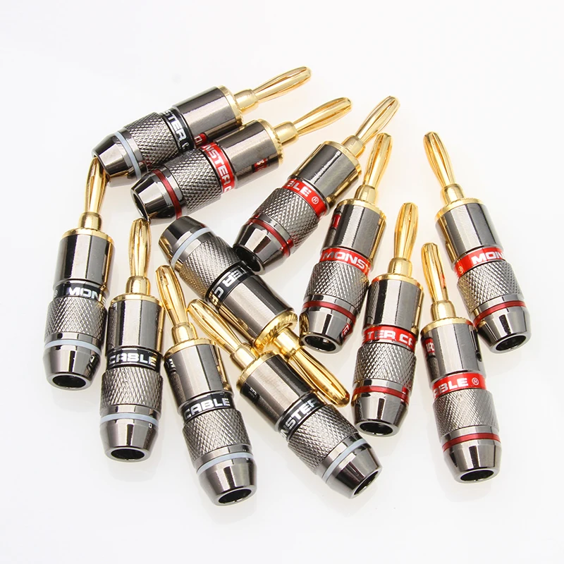 8PCS Monster Banana Plug 24K Gold Plated Pure Copper Speaker Adapter Screw Speaker Plugs Audio Connectors