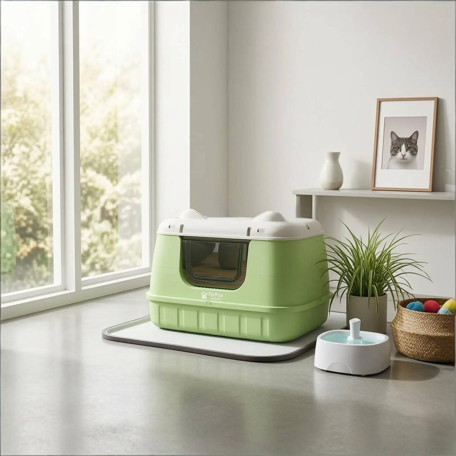 Enclosed Litter Box Two-Piece Covered Litter Box Pet Care PP Material Easy to Clean