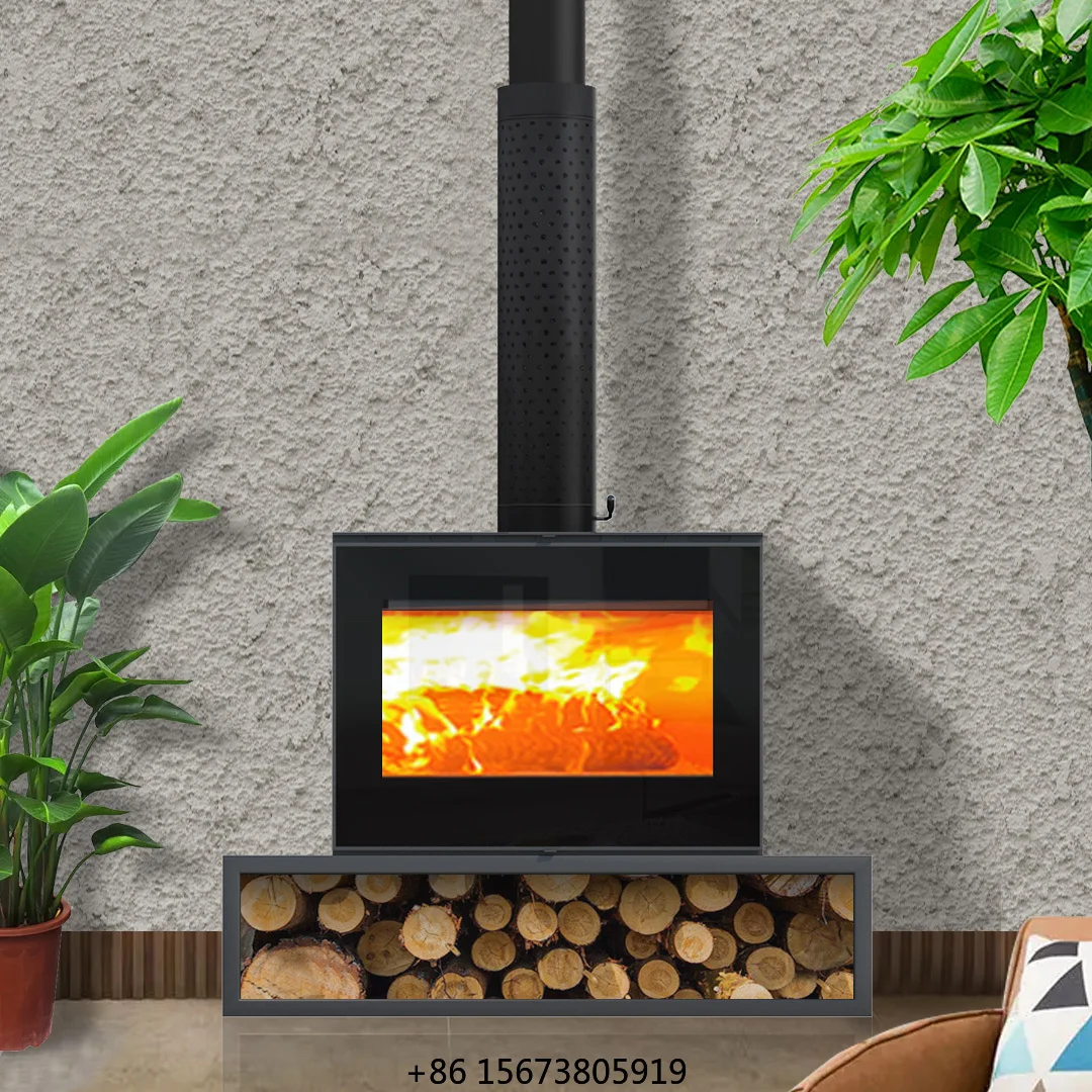 Full-Screen Wood-burning Fireplace Full Panel Steel Fireplace With Modern Design Freestanding Installation Heating Feature