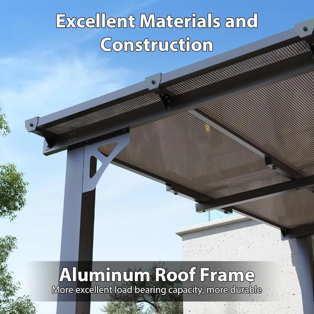 

20'x10' Gazebo for Patio, Premium Pergola with Sloped Roof, Large Wall-Mounted Heavy Duty Awnings, for Backyard, Patio