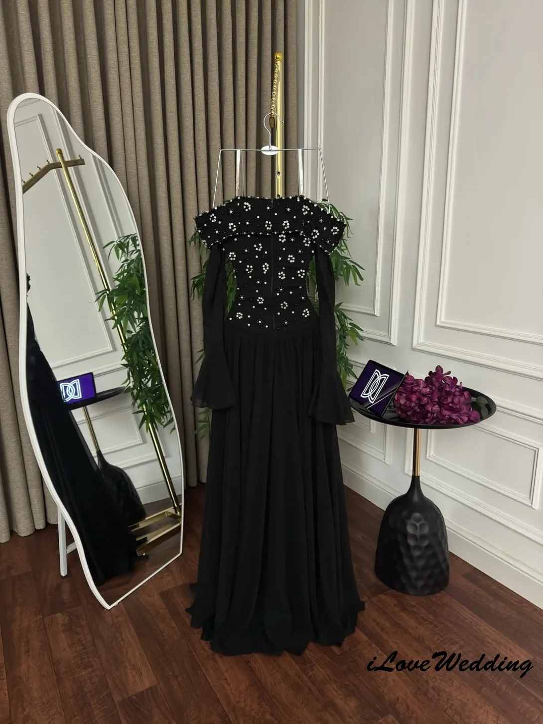 Maßgeschneiderte schulterfreie Kristall-Abschlussballkleider 2025, Chiffon-Hochzeitskleid für Frauen, Gast, A-Linie, formelle Kleider für Gala