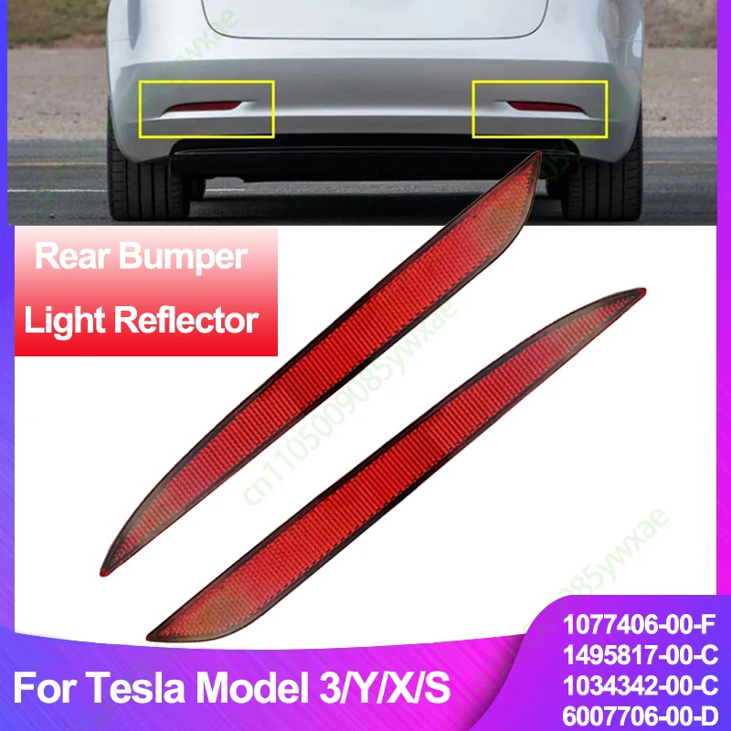 Rear Bumper Light Reflector for Car for Tesla Model 3/Y/X/S Right/Left Optional Rear Bumper Reflector Red Lens Car Lamps Cover
