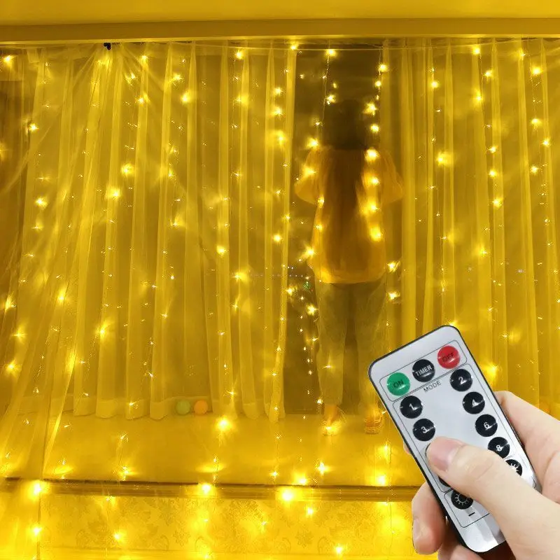 USB LED Curtain String Lights Remote Control Christmas Decoration for Home 2024 Xmas Party Gifts New Year 2025 Navidad Decor