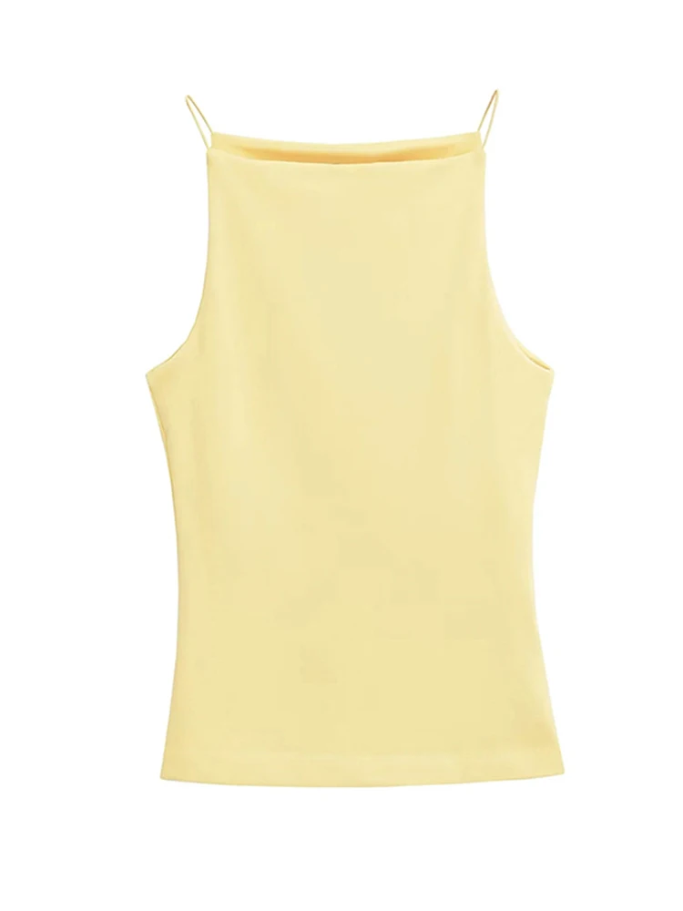 Women's Solid Color Halter Tank Top Sleeveless Vest Thin Straps Camisole Summer Casual Fashion Wear