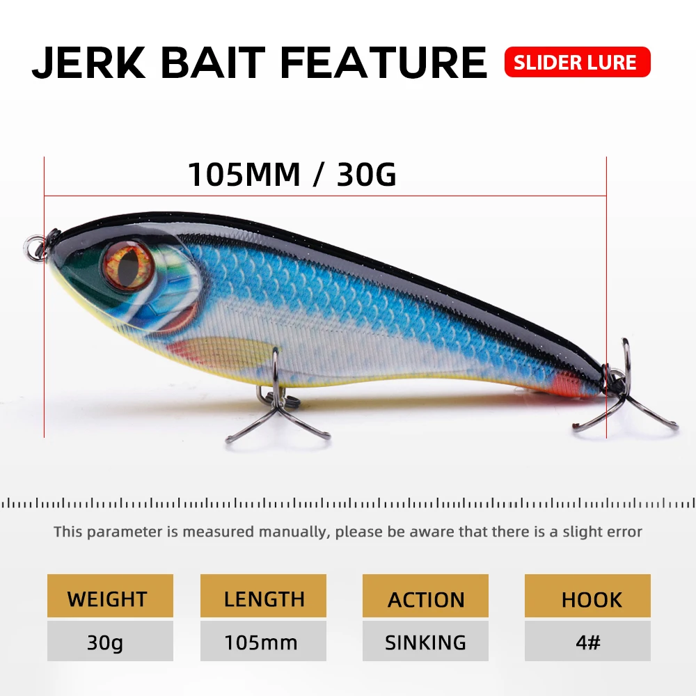 Agoie Big Jerkbait Pike Fishing Lure 105mm 30g Japan Sinking Wobblers Minnow Crankbait Slider Lure Hard Jerk Baits VIB Swimbait