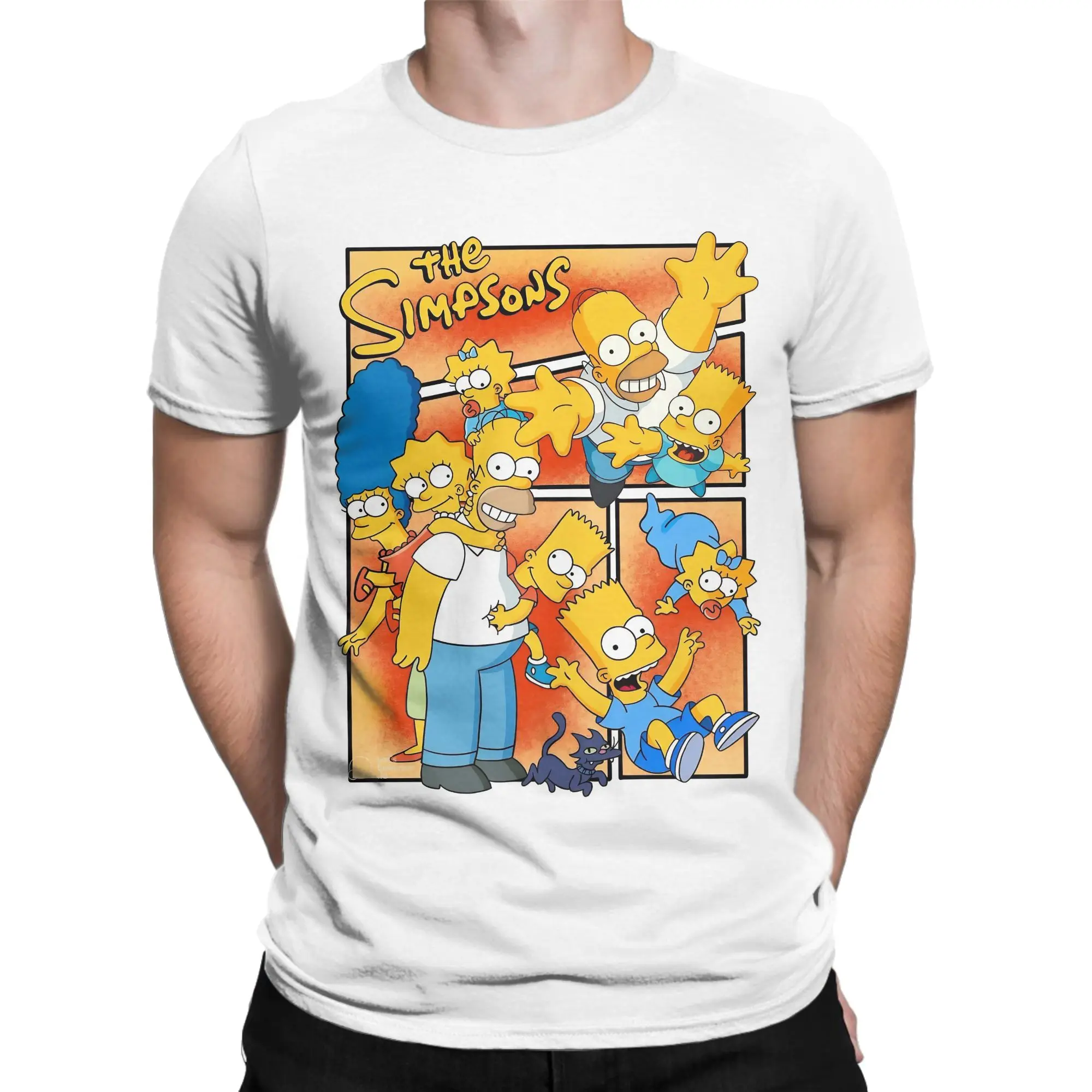 Funny  The S-Simpsons Family T Shirt Men Cotton Short Sleeve  Round Neck Summer Tops