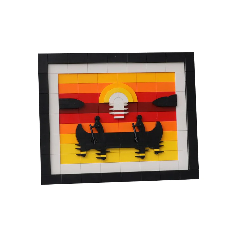 Moc 3d Art Painting Kano Bij Zonsondergang Model Bouwstenen Creativiteit Decoratief Schilderen Landschapsdecoratie Bakstenen Speelgoed Cadeau