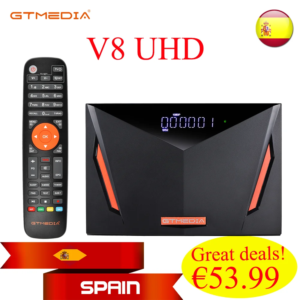 New V8 UHD Gtmedia DVB-S2/S2X T2 Cable H.265 4K Ultra HD Built in WIFI Freesat Ccam Satellite Receiver Support 802.1.1b/g/