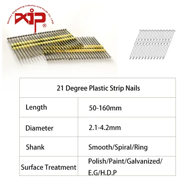 

21 Degree Plastic Row Nails 90mm Nails Electric Galvanzied Oblique for Construction Industry Fastening Frame Floor Pallet Roof