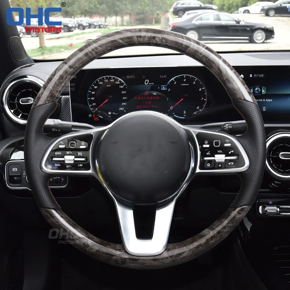 

Подходит для Mercedes-Benz A-Class E-Class E300, кожаный руль из красного дерева, модификация в сборе с многофункциональным b