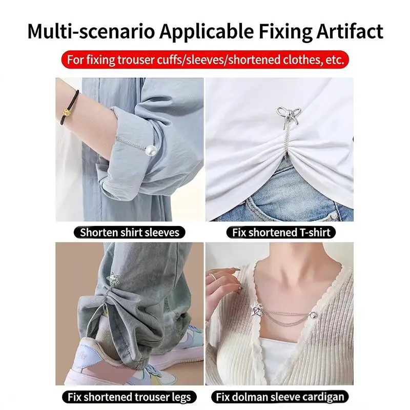 2 Stück Multifunktionale Magnetische Kleidungsklammern mit Kette, Metall-Jeansknopf-Clips, Magnetische Befestigungsnadeln für Kleidung, Schals, Hosenbeine und Manschetten – Detail 12