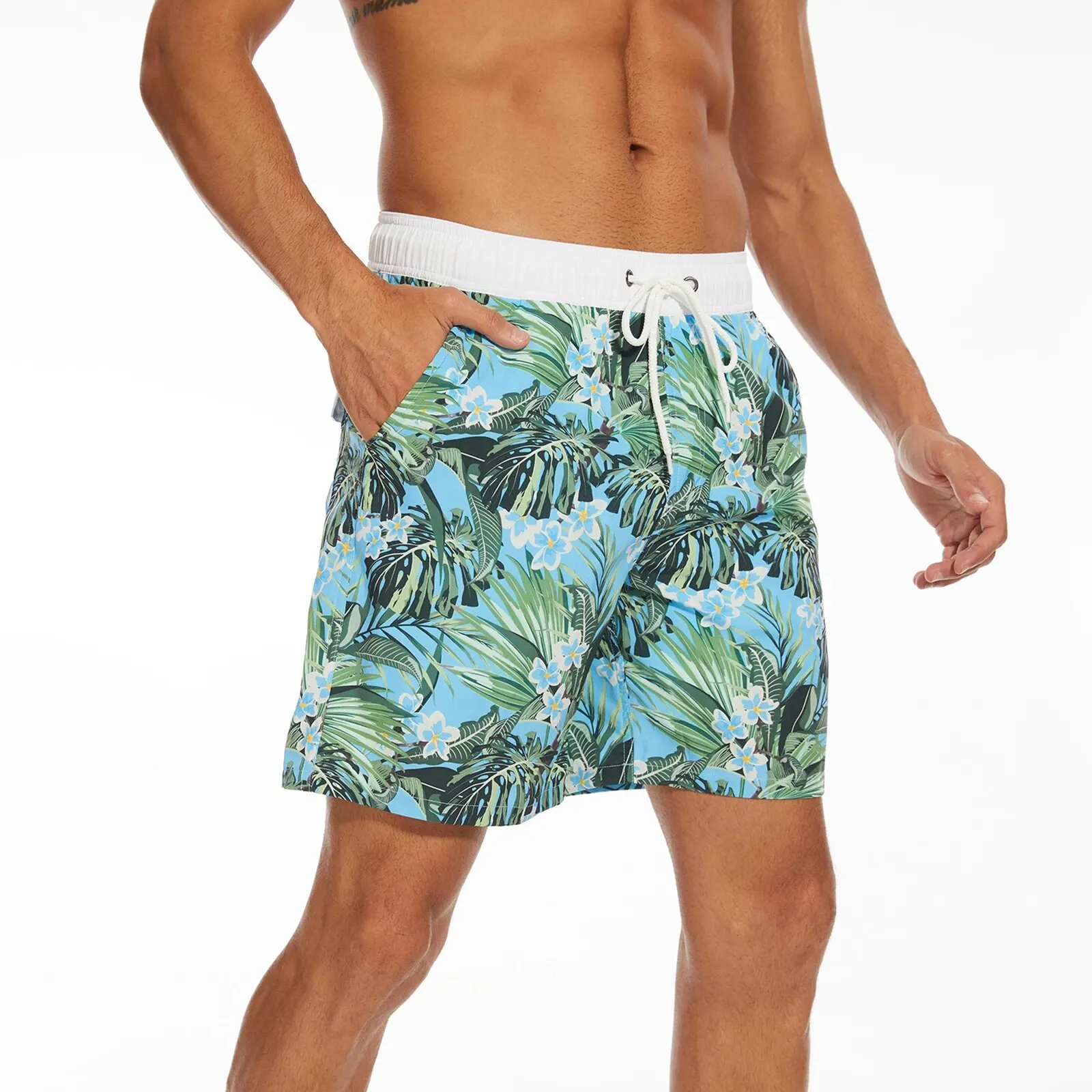 Summer New Men\'s Shorts Fashion Vacation Beach Pants Men\'s Plus size Four-Corner Qmilch Lining