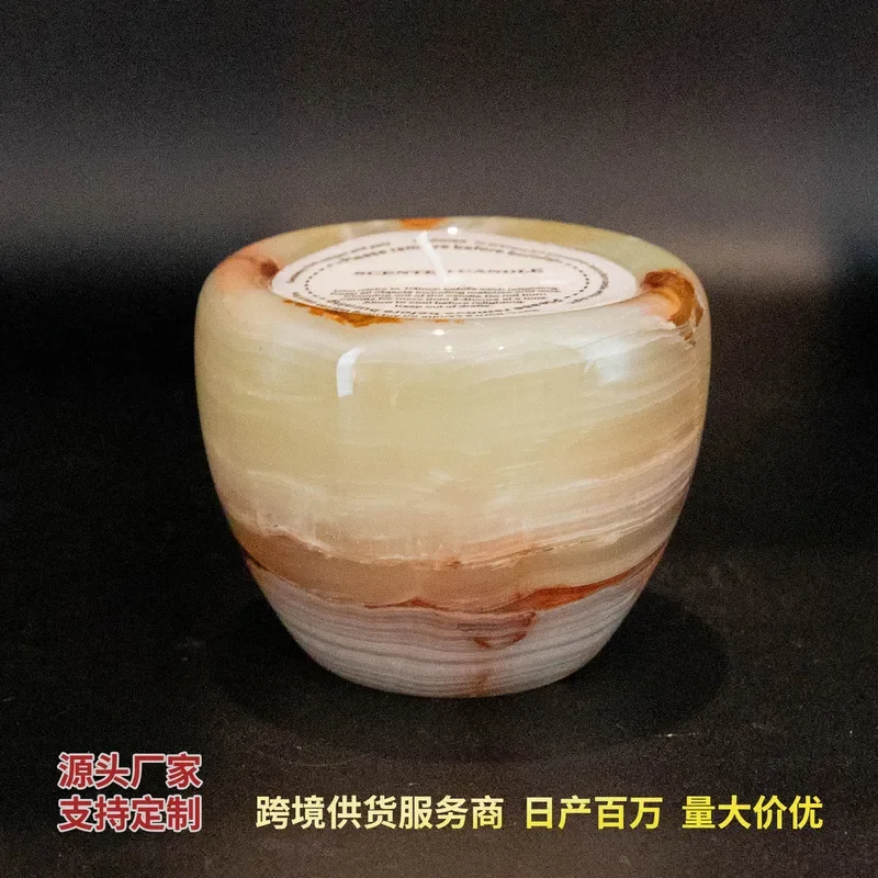 Natural Jade Aromatherapy Candle Holder Elegant Marble Home Decor Ambient Lighting Ornament for Living Room Bedroom Christmas