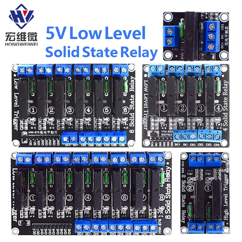 Low Level 5V 1 2 4 6 8 Channel Solid State Relay Module SSR G3MB-202P 250V 2A Output With Resistive Fuse For Arduino