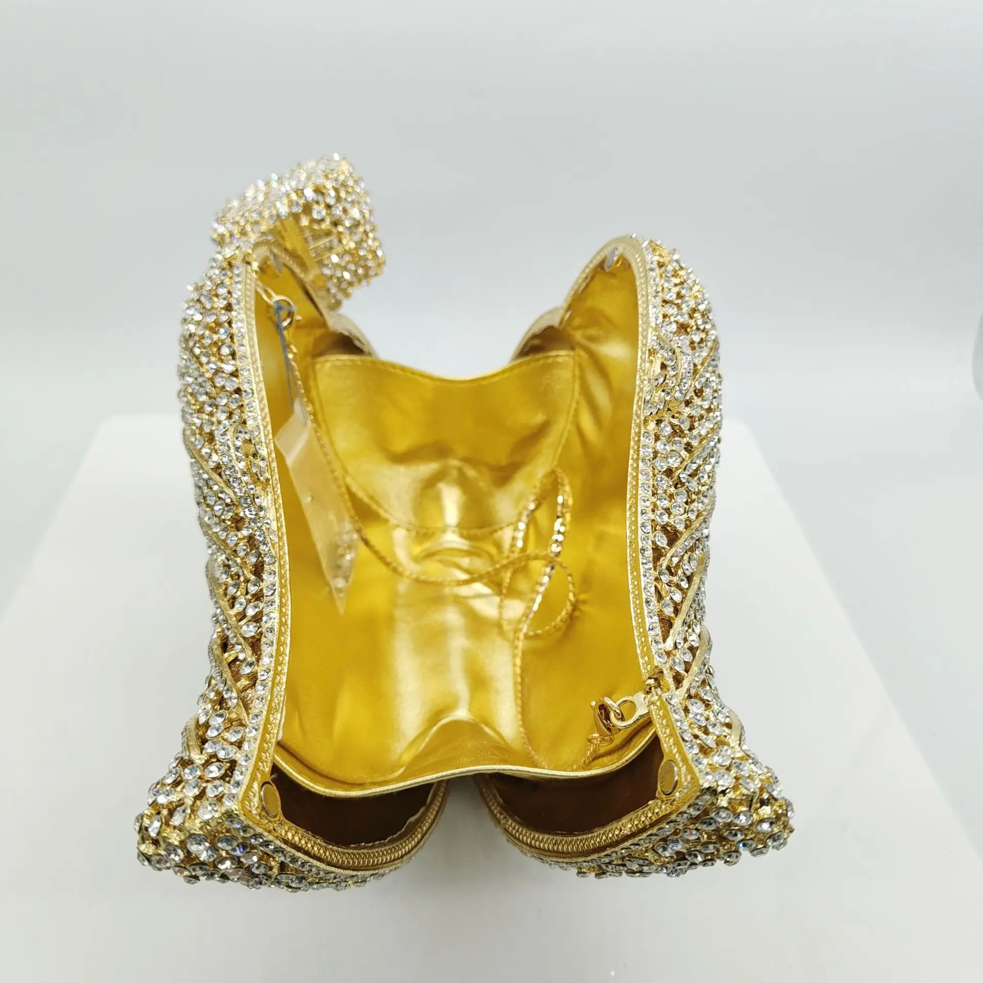 Tree Leaf Diamond Dinner Bag Empty Metal Hard Box Diamond Banquet Clutch Crystal Clutch Sac De Luxe Original Pochette Bag Luxury