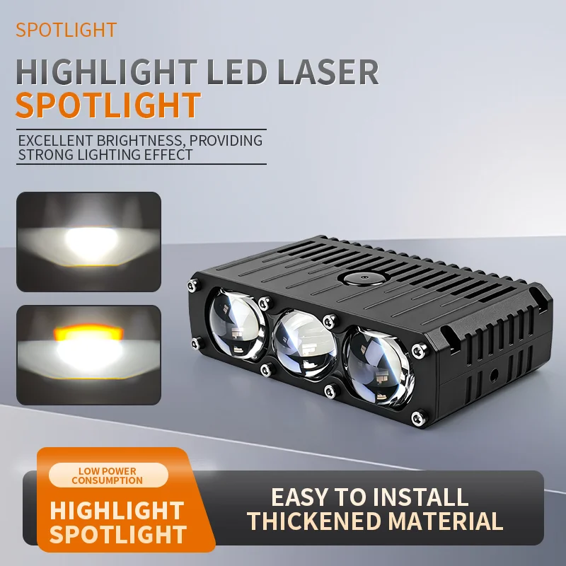 Car SUV Grille Bumper Auxiliary Work Light SUV AT Three-Light Direct LED Work Light Spotlight 12V 24V 6000K 3000K