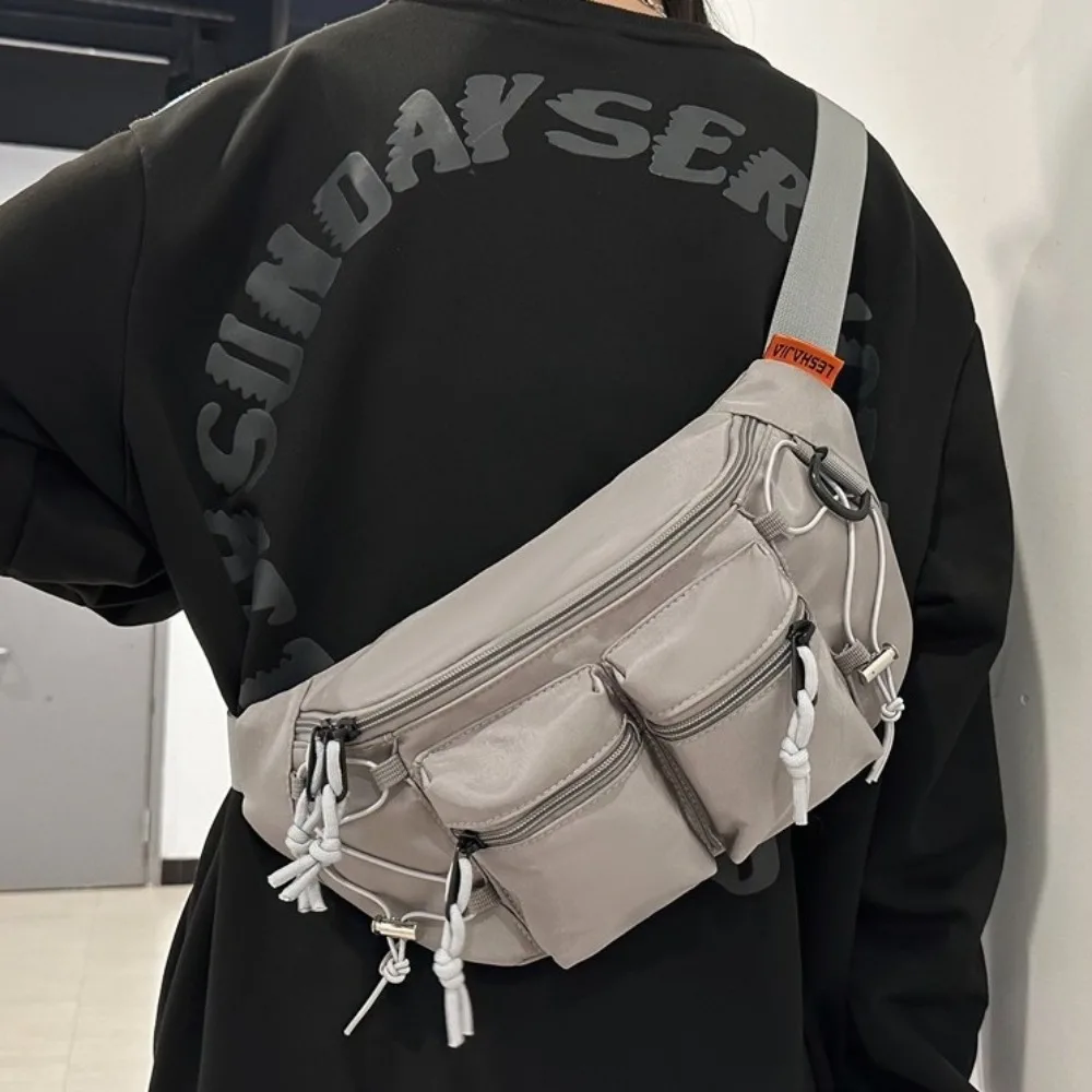 

Хип-хоп нейлоновая мужская поясная сумка Y2k с регулируемым ремешком, нагрудная сумка с несколькими карманами, сумка через плечо, спортивная поясная сумка в японском стиле для женщин