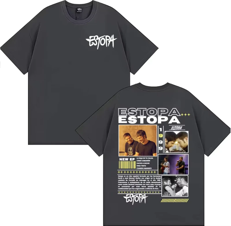 Camisetas con gráficos de la gira Estopa 1999 para hombre y mujer, camiseta de moda Hip Hop High Street, camisetas de verano, camiseta de gran tamaño, ropa de calle