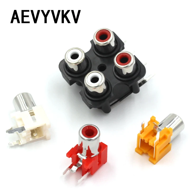 5PCS RCA Female Stereo Audio Jack AV Audio Input Socket Connector Lotus Row Amplifier Interface Signal Connection PCB Soldering