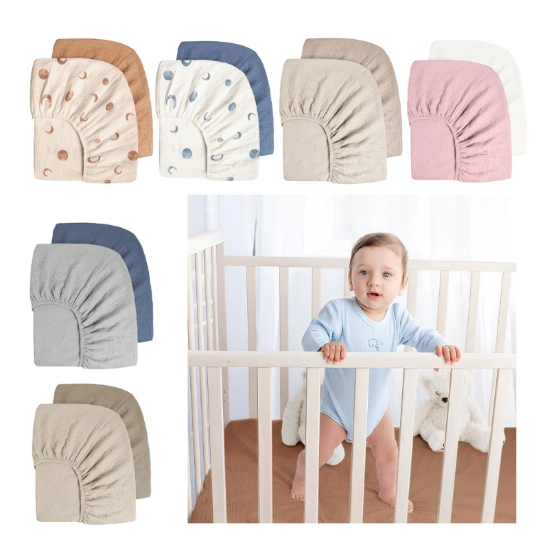 2Pcs/set Baby Bed Sheet Boys Girls Crib Fitted Sheet Removable Slipcover Comfortable 2-Layer for Infants Large Size