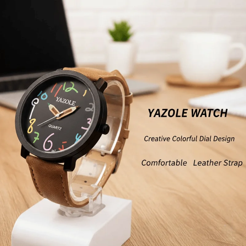 

YAZOLE креативные часы-карандаш с указателем для мужчин, повседневный кожаный ремень, мужские кварцевые наручные часы, модные спортивные мужские часы, reloj hombre