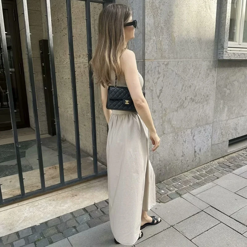 HXAO Knitted Dresses 2025 Woman Sleeveless Black Long Dress Women Bodycon Summer Solid Dresses One Pieces Midi Casual Dresses image 5