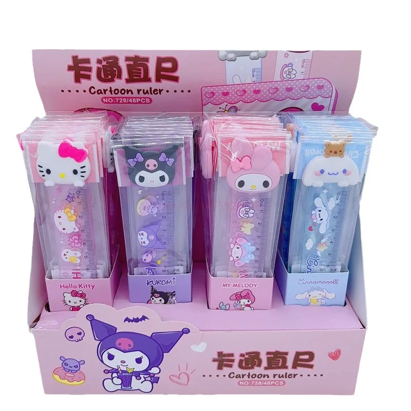 48pcs Sanrio Cartoon Ruler Transparent Rulers 15cm Measuring Drawing Tools Kuromi Stationery School Supplies For Students