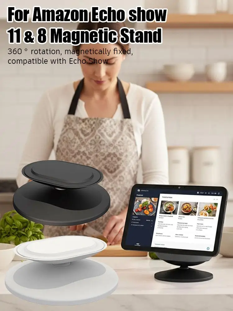 Magnetyczna podstawka do Amazon Echo Show 8 i 11, regulowana, obrotowa, z regulacją kąta nachylenia, uchwyt montażowy, akcesoria. — zdjęcie produktu 7