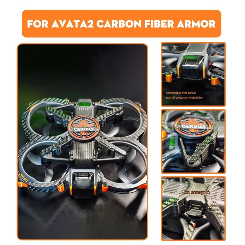 

B63B-Carbon Fiber Armor Non-Destructive Installation Protection Kit Anti-Scratch Anti-Fall For DJI AVATA2 Accessories