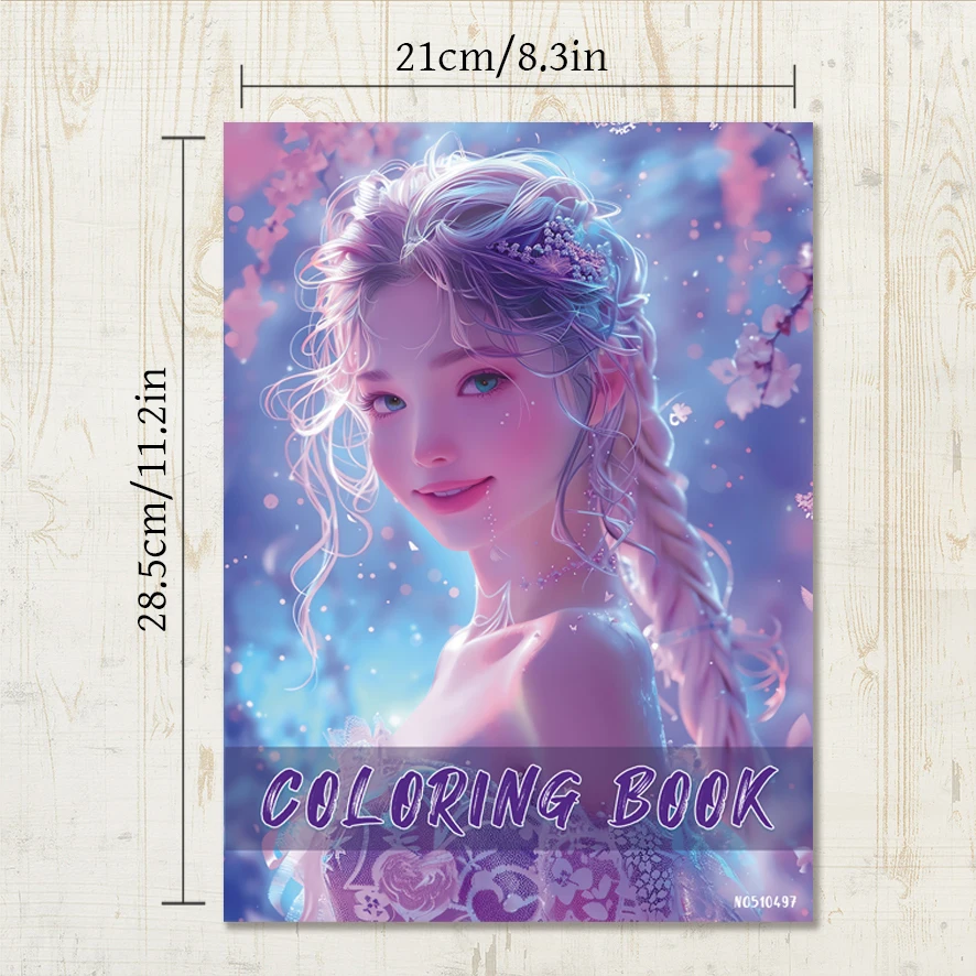 Beauty Coloring Book for Adults - 8.3 x 11.2 inches 22 pages character coloring book - helps relieve stress and emotions, positi
