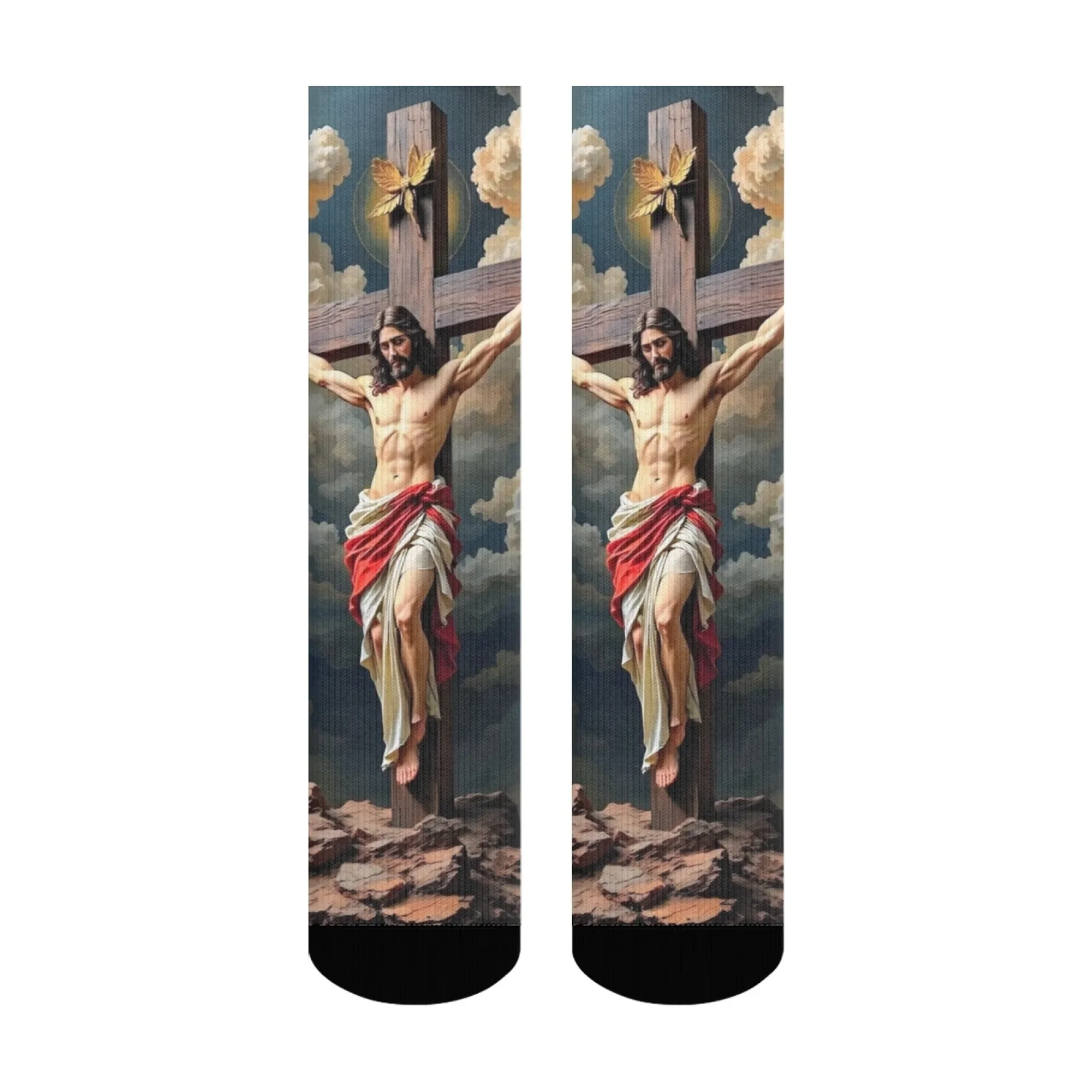 Skarpetki męskie z motywem Bożego Narodzenia, styl Harajuku retro, miękkie, oddychające, idealne na prezent świąteczny.