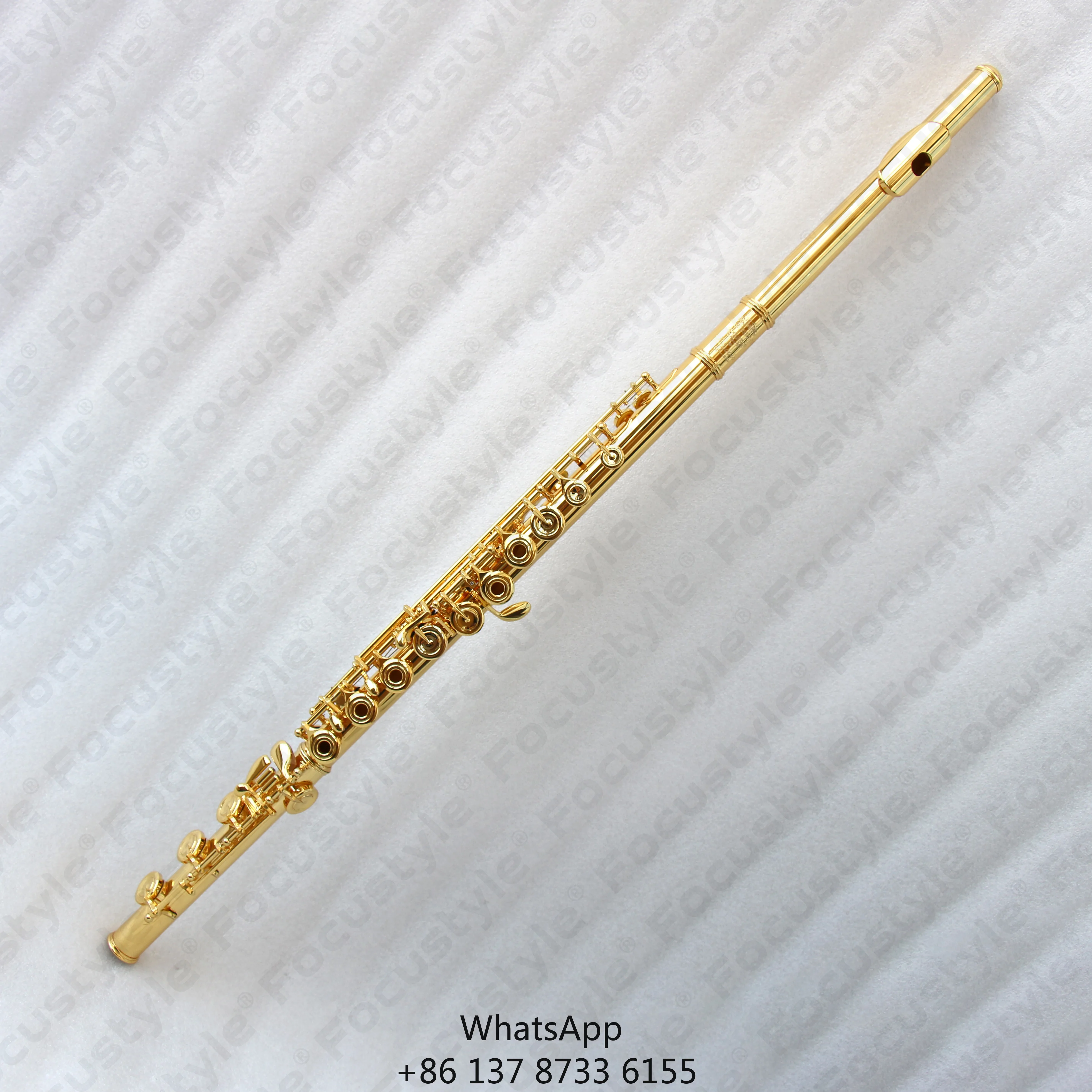 

High End Professional Golden Handmade Flute With Gold Plated Body 17 Open Holes E Mechanism