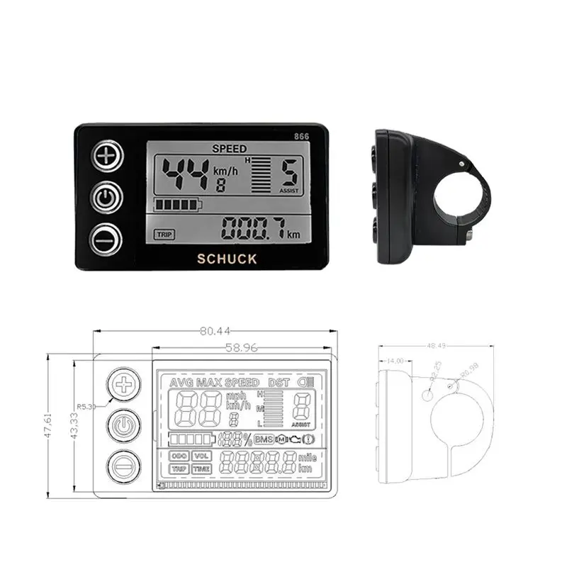 busyaa-ebike-s866-lcdディスプレイメーター-電動自転車-24v-36v-48v-コントロールパネル-防水プラグ付き-bbs01-bbs02用
