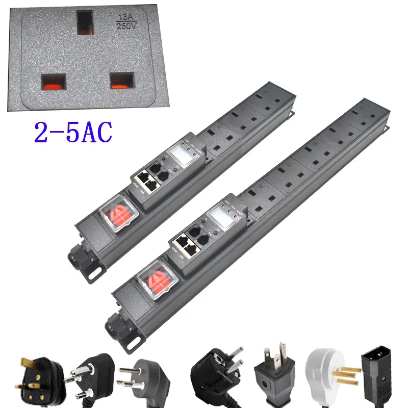 

PDU power strip power distribution unit 2-5AC Intelligent current and voltage detection meter UK socket 2 meter extension line