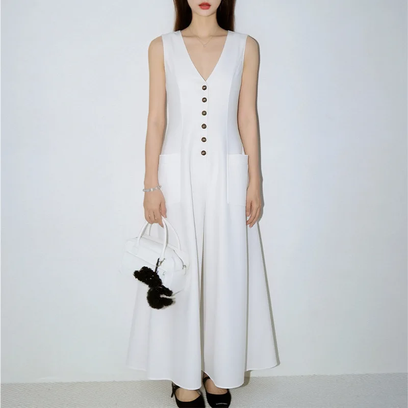 Women Summer Dresses Casual Loose Button Down French Style Dresses Spring Summer Flowy Tunic Tops