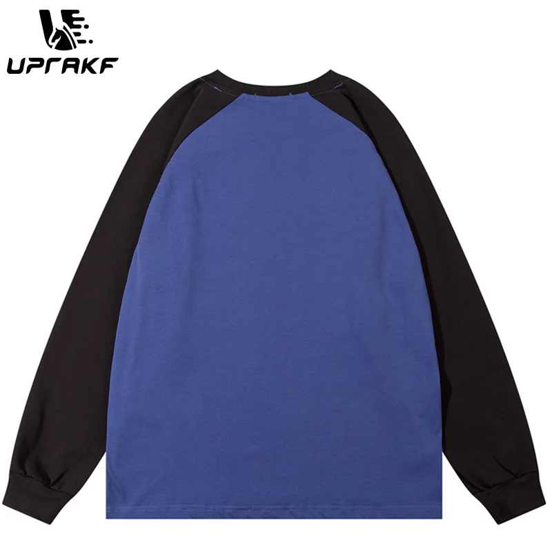 UPRAKF Funny Dog Graphic Hoodie Long Sleeve Letter Print Loose Casual Raglan Sleeve Autumn Fashion High Quality Cute Crew Neck