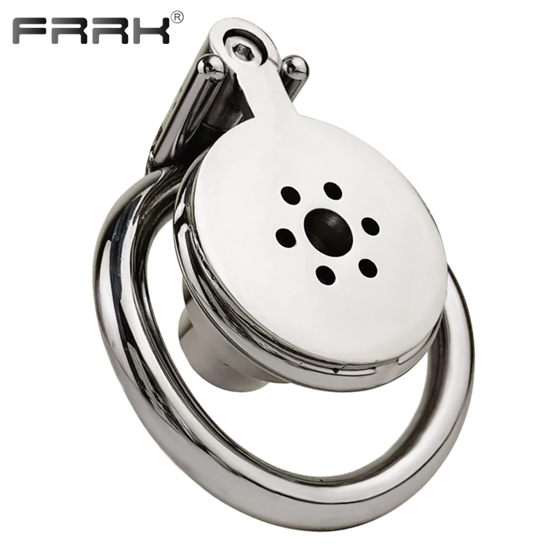 FRRK Metal Flat Pancake Chastity Cage Urethral Penis Rings Stainless Steel BDSM Toys Intimate Sex Products for Adults 18 Man