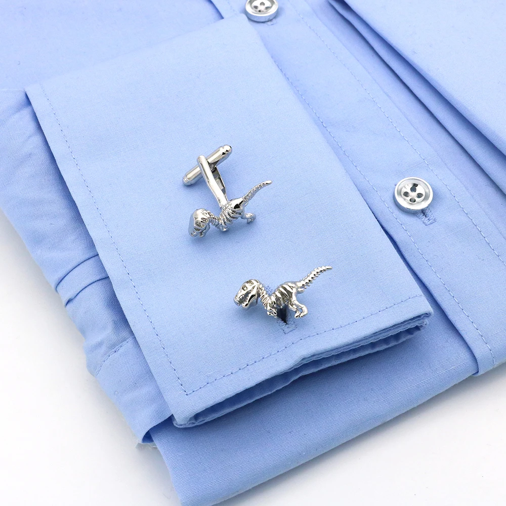 Dinosaur Cuff Links For Men Animal Design Quality Brass Material Silver Color Cufflinks Wholesale&retail
